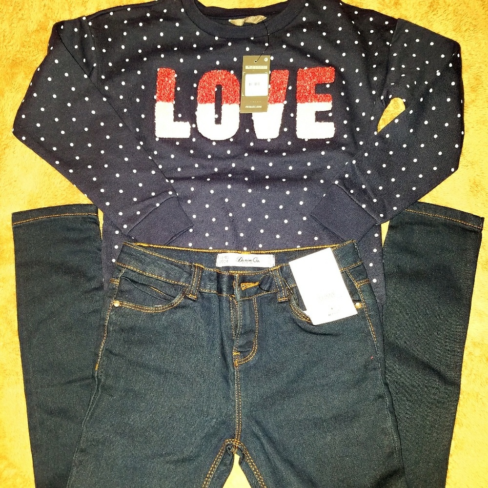 Girls Spring Sweaters & Jean Bundle - Picture 3 of 4